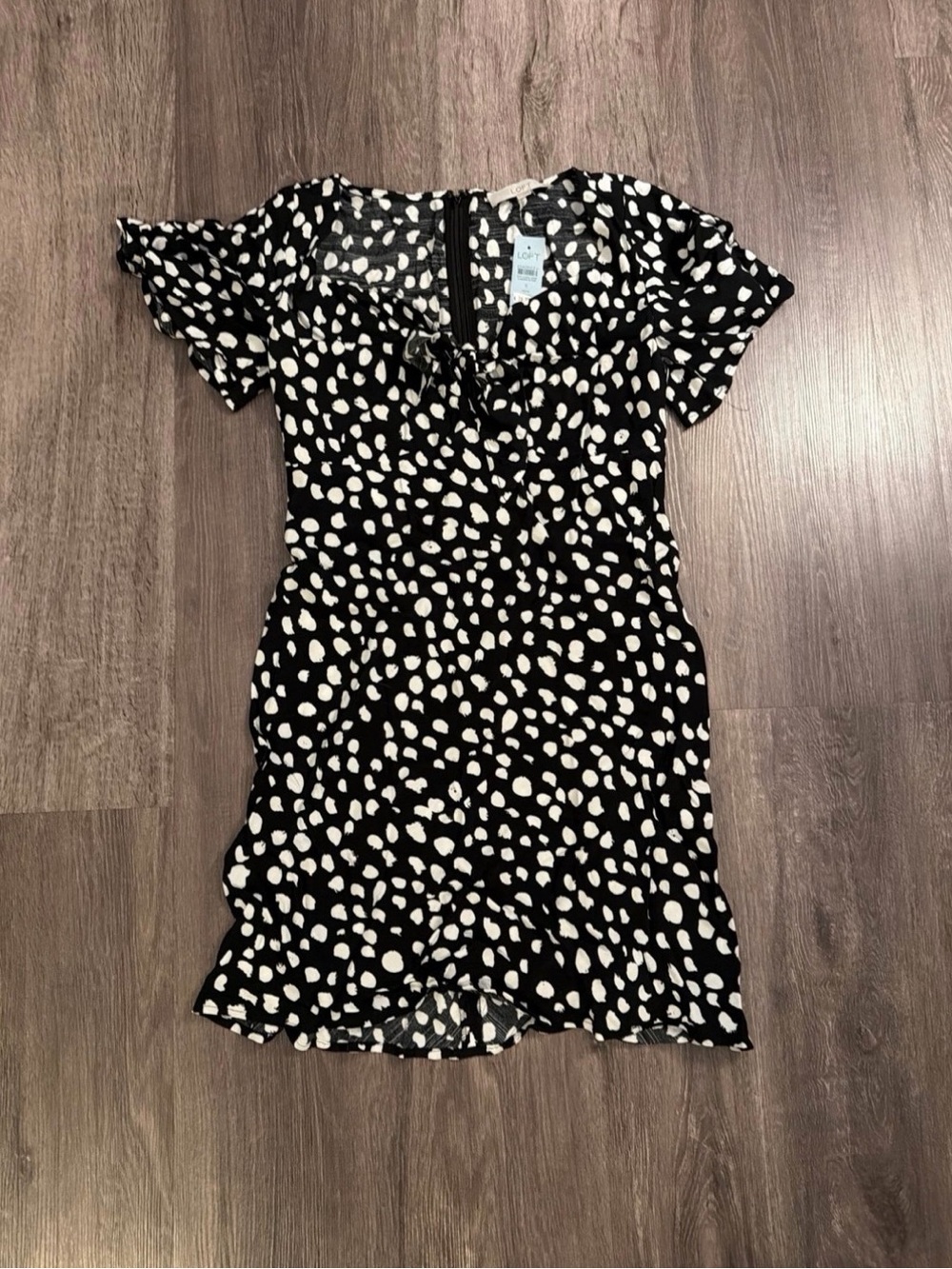 Loft Black & White Polka Dot Mini Dress